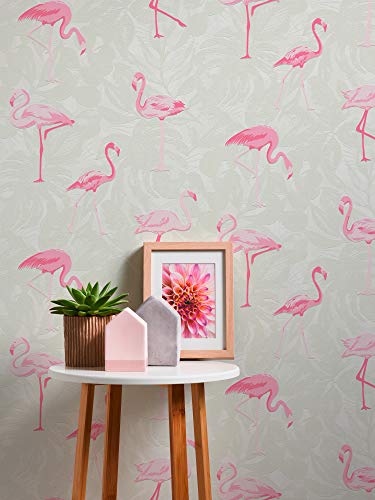 A.S. Création vliesbehang Club Tropicana behang met flamingo's 10,05 m x 0,53 m crème roze wit Made in Germany 359801… - Image 5