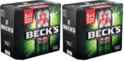 BECK'S Pils Dosenbier, 5+1 gratis Dosen-Set, EINWEG (5+1 x 0.5 l), Pils Bier (Packung mit 2)