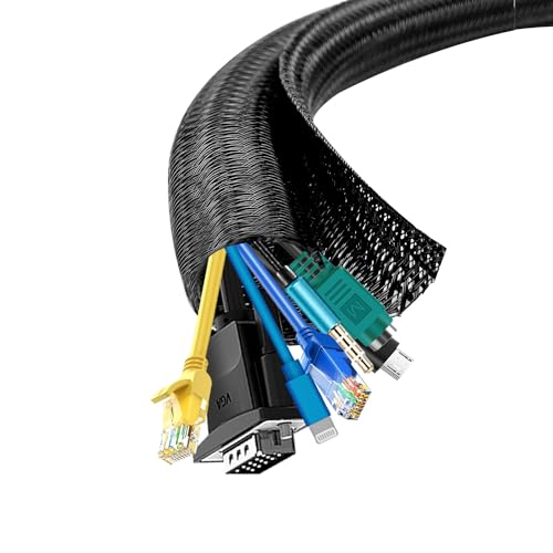 Image of shinfly 13 mm - 3 m Cable Sleeve, Self-Closing Black, Cable Management, Flexible Cable Duct for TV and Computer, Hidden Cable Protection and Cable Management