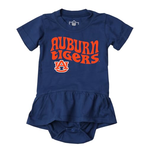 Wes and Willy College Sports Fan Baby Girls Ruffle Hopper Romper (Auburn, 12M)