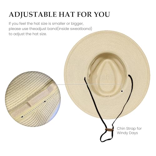 Sombrero Panama de Paja de Ala Ancha Unisex para Verano miniatura 3