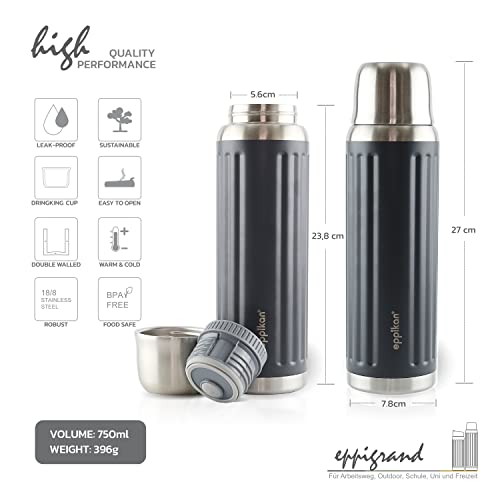 eppikan EppiGrand Stainless Steel Thermos Flask, Thermos Flask, Water Bottle, Insulated Flask, 750 ml - Image 2