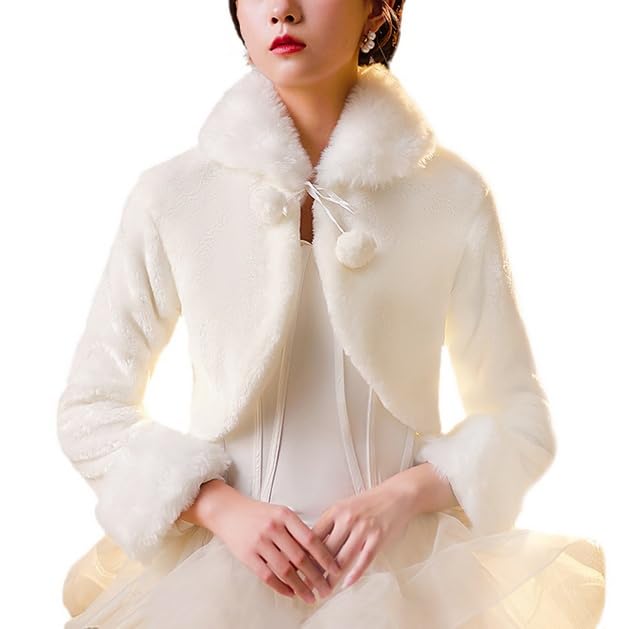 Women's Faux Fur Shawl Bridal Wedding Fur Wraps Bolero Shrug Evening Cape Winter Coat
