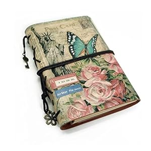 EDDGE Vintage Notizbuch mit Schmetterling und Rosen