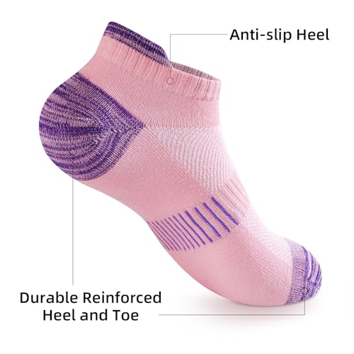Image of Womens No Show Cushioned Ankle Socks For Running Hiking Low Cut Athletic Socks, Size 5-14, 5 Pairs