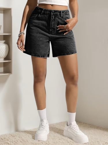 Image of Nifty Women's Denim Stretchable Relaxed Fit Shorts|| Back Pocket Bow Tie Detail