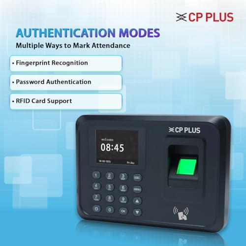 Image of CP PLUS Fingerprint Time and Attendance Machine | Biometric System with Password Access | Fast Recognition <1s | USB Report Export | 1000 Fingerprint Users | CP-VTA-T2324-U