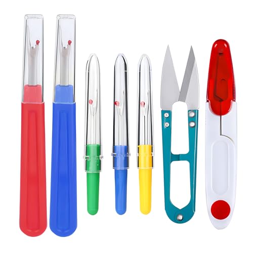 7pcs Seam Ripper and Thread Remover Kit for Sewing, 2 Big 3 Small Stitch Ripper Tool and 2 Thread Snips