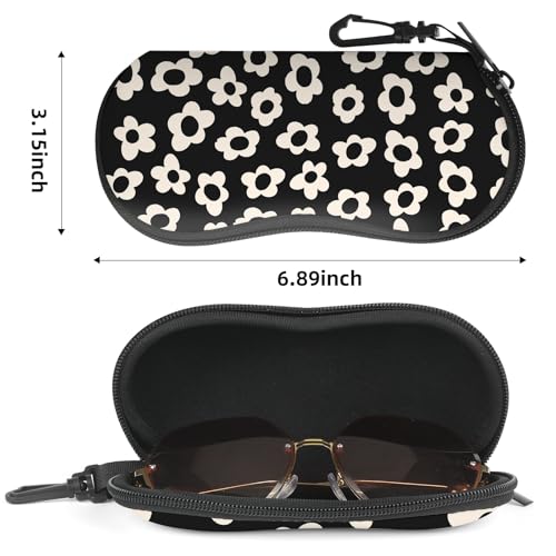Image of Sunglasses Soft Case, Cute Ultra Light Portable Neoprene Zipper Eyeglass Glasses Case with Belt Clip for Men Women
