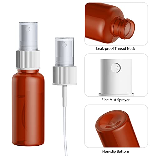 12 pcs Flacon Vaporisateur Ambré, 30ml Bouteille Spray Plastique Vide Avec Pulverisateur de Brouillard Fine, Vaporisateurs Cosmétiques - Image 5