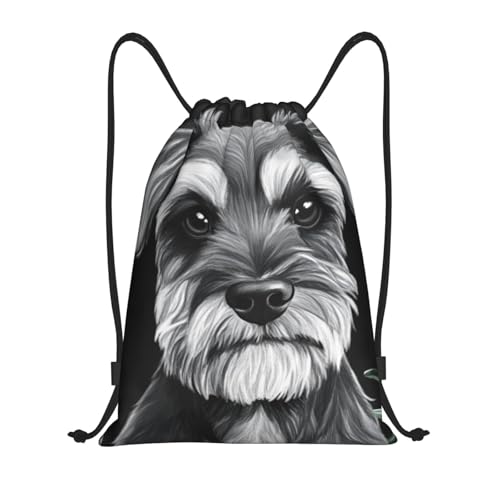 Schnauzer Pattern Drawstring Backpack Bag - Sports Gym Sack For Women Men