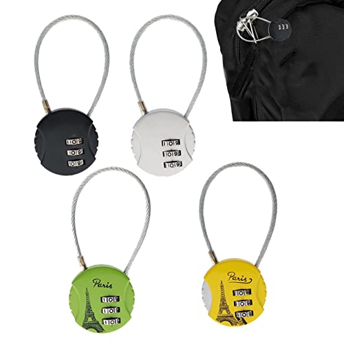 Bloqueo Cable AleacióN Zinc Cerradura CombinacióN De Tres DíGitos Candado De Cable De Seguridad Minicandado Ajustable Para Equipaje, Guardarropa, Caja Almacenamiento, Gimnasio, 4 Piezas Cover