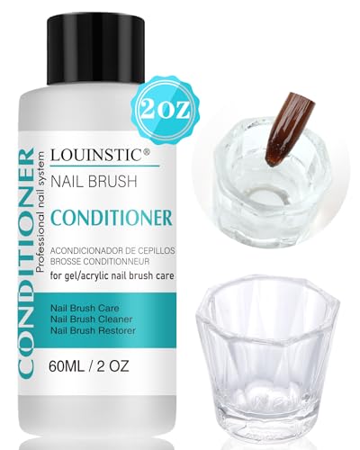Image of Nail Art Brush Cleaner 2 oz - Nail Brush Cleaner and Conditioner | for Solid Gel Polish /Nail Extension Gel /Acrylic Nail Brushes, Quickly and Easily Acrylic Nail Brush Cleaner and Restorer
