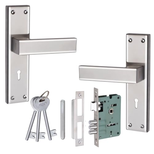 Image of Milton Stainless Steel Mortise Lock Set with Lock Handle MSS-Rider Two Tone Steel
