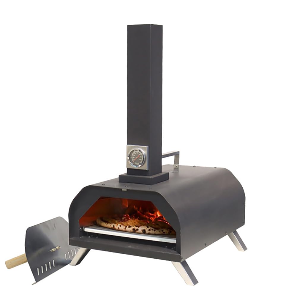 Horno de Pizza para Exteriores – Horno de Pizza de Mesa – Combustible de pellets, Chimenea extraíble, Patas Plegables – Jardín al Aire Libre, Barbacoa, Cocina para Pizza para Carne