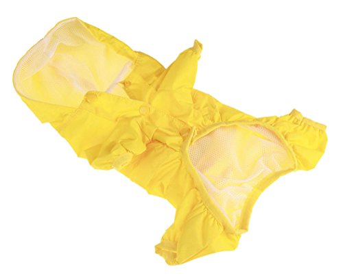 Xiaoyu Adjustable Pet Dog Waterproof Jumpsuit Raincoat Jacket With Safe Reflective Strips, Yellow, S #TOP2