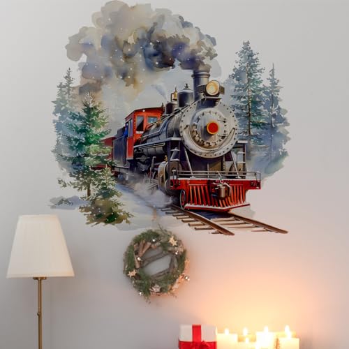 Vinilos decorativos adhesivos tren acuarela 2 pcs miniatura 2