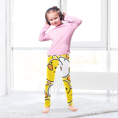 Happy Ducks Yellow Toddler Girls Leggings Kids Pants Cute Cartoon Pink Kids Clothing Size 9-104