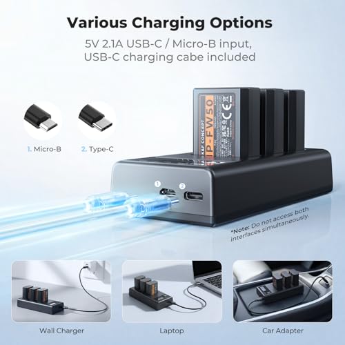 Image of K&F CONCEPT 3-Pack NP-FW50 Battery and Upgraded 3-Slot ZV-E10 Battery Charger Compatible with Sony Alpha A6400 A6000 A6300 A6500 A5000 A5100 A7 A7II A7R A7RII A7S A7SII RX10 II III IV Cameras