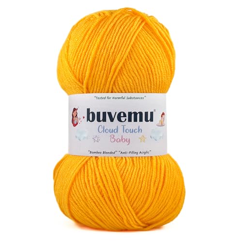 Image of Cloud Touch Baby - DK Weight Soft Anti-Pilling Yarn for Baby Clothes, Blankets & Amigurumi Crochet & Knitting, 90% Acrylic 10% Viscose derived from Bamboo, 3.53 Oz / 262 Yards (Yellow, 1 Pack)