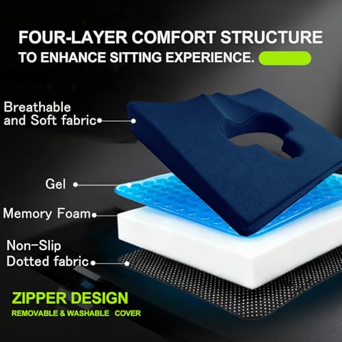 FoKon Gel Wheelchair Seat Cushion,Bed Sore Cushions for Butt,Gel Cushion for Pressure Relief,Donut Pillow for Tailbone Pain Relief,Sciatica,Coccyx,hemorrhoid Pillow,Cushion for Office Chair(Blue) by FoKon - Image 5