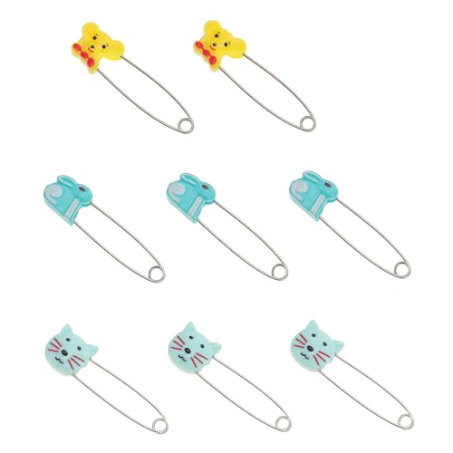 Toyvian Broches para Pañales de Ñiño Cierre de Seguridad en Forma de U, 10 Piezas Pequeñas Diseño de Dibujos Animados de Animales, Acero Inoxidable y Plástico Seguro, Color Aleatorio