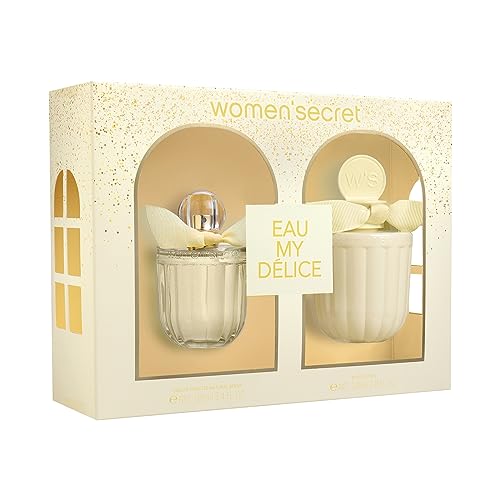 Women'secret Eau My Delice Estuche Regalo Perfumes de Mujer Pack de 2 Piezas Eau de Toilette 100ml con Vaporizador y Body Lotion 200ml Set Fragancia Alegre, Floral y Afrutada Colonia Mujer