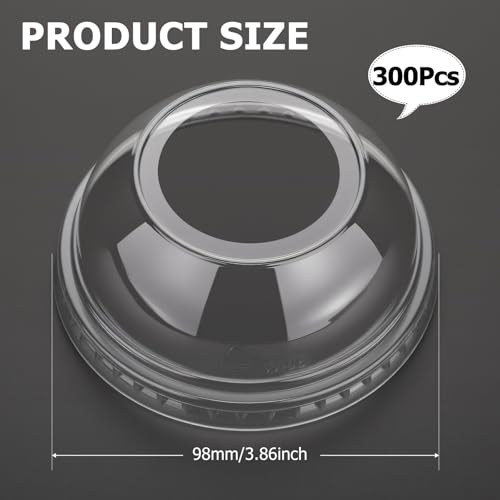 LemonRoad 300 Packs 98mm Dome Lids Wide Hole for 16-24 Oz Cups,Clear by LemonRoad - Image 2