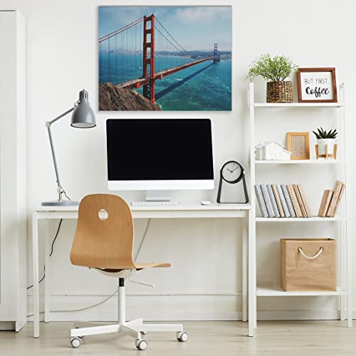 California Art Wall Canvas - San Francisco Home Room Decor Large Painting - Palm Tree And Bridge Golden Gate Of City Coast Print Picture (24'' X 16'' (60X40 Cm)) #TOP5