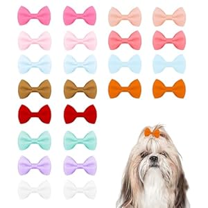 Small Dog Hair Bows Clips for Pets – 24Pcs 4cm Colored Cute Puppy Bowknot Dog Hair Bows with Metal Alligator Clips Dog Hair Accessories Bow Pet Grooming for Yorkie Dogs Cat Kitten and Rabbit