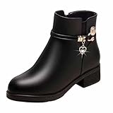 Bottine Femme Talon Confort Chic Bottines Femme Cuir Chic et Élégant Bottes Fourrées Hiver Chaudes Chaussure Bottines de Mariage Travail Boots Confortable Chaussures Petit Talon Botte Décontracté
