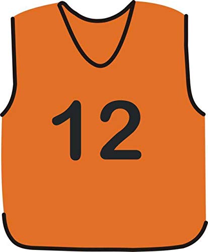 NUMBERED FOOTBALL MESH TRAINING SPORTS BIBS Pack of 7 (1-7 OR number of your choice)-Front only (Orange, Junior (U14))