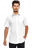 JC DISTRO Men's Regular-Fit Solid Color Short Sleeve Dress Shirt, White Shirts (XL)