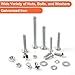 Bolts, Nuts, and Washer Assortment Kit - 120 pcs Nuts and Bolts Assortment Kit, Nut Bolt and Washer Assortment, Bolt and Nut Assortment (Silver, 120)
