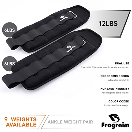 image for Fragraim Ankle Weights, Wrist Arm Leg Weights 6 LBS x 2 for Women, Kid