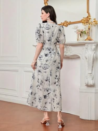 Image of Bollyclues Women's Cotton Printed Midi Dress | Sleeveless Square Neck Casual Summer Dress for Women | Stylish Vacation Dress