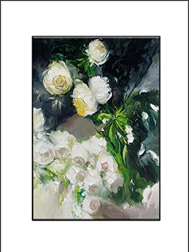 Peinture de fleurs grande œuvre acrylique sur toile faite main pour villa