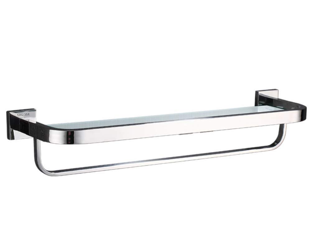 Mensola angolare da bagno a parete, in vetro temperato, 30,5 cm, con barra porta asciugamani, in acciaio inox resistente, design quadrato salvaspazio, ideale per bagni moderni