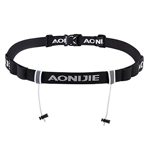 TRIWONDER Race Cinturón para Número Porta Dorsal para Running Triatlon Maratones Unisex (Negro - Nueva Versión)