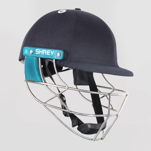 Image of SHREY Koroyd Stainless Steel Batting Cricket Helmet for Men's (Navy /Curious Blue, M)
