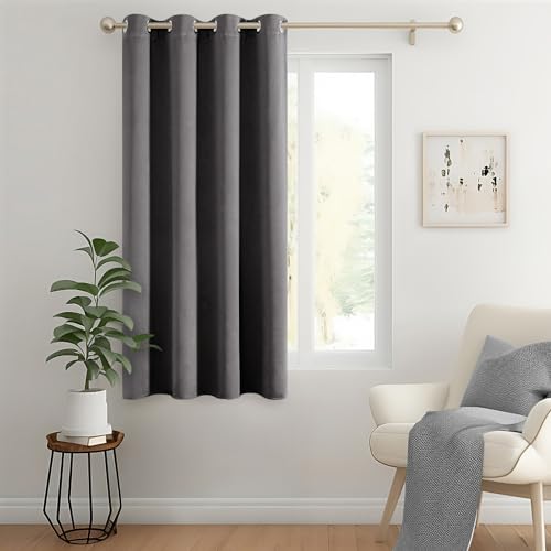 MIULEE Verdunklungsvorhang Grau Blickdichte Vorhänge mit Ösen Thermovorhang Hitzeschutz Türvorhang 1 Stück H 145 x B 140 cm Tür Gardinen Abdunkelnde Wohnzimmer Schlafzimmer Blackout Curtain