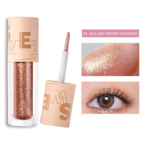 5Pcs Liquid Glitter Eyeshadow Set, Shimmer Metallic Eye Shadow Korean Makeup Loose Glitter Glue For Eye Crystals, High Pigmented, Long Lasting, Quick Drying #TOP4