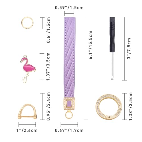 Image of OHKYOOT Leather Wristlet Keychain,Wrist Keychain Car Key Chain with 5 Key Ring and Anti-Lost D Ring