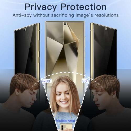 Image of JETech Privacy Screen Protector Guard for Samsung Galaxy S24 Ultra 5G, Anti-Spy Flexible TPU Film, Fingerprint Unlock Compatible, 2-Pack