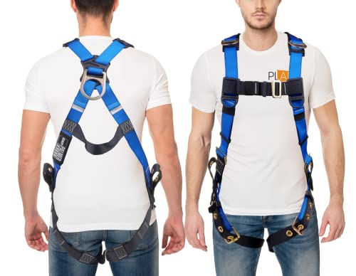 Palmer Safety Mako Safety Harness w/5 Point Adjustment, Back & Shoulder D-Ring, Grommet Legs I OSHA ANSI Roofing Tool Personal Equipment