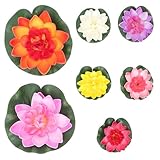 ULTECHNOVO Flores de Loto Artificiales Flotantes 7 Piezas Decoración para Estanques y Peceras Hechas de Espuma EVA Tamaño 10 CM Accesorios Ornamentales para Jardín y Piscina