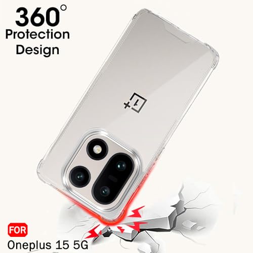 Image of TheGiftKart Crystal Clear Back Cover Case for OnePlus 15 5G | Shock Proof 360 Protection | Hard Clear Back Cover Case for OnePlus 15 5G (PC & TPU, Transparent Bumper)