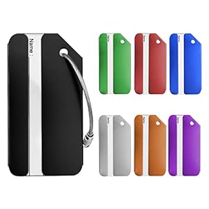 Flintronic Bagagelabels, 2 stuks bagagelabels, bagagelabels van aluminiumlegering, koffer ID-tagset, handbagagelabels, reisaccessoires voor ingecheckte bagage, handbagage en handtassen