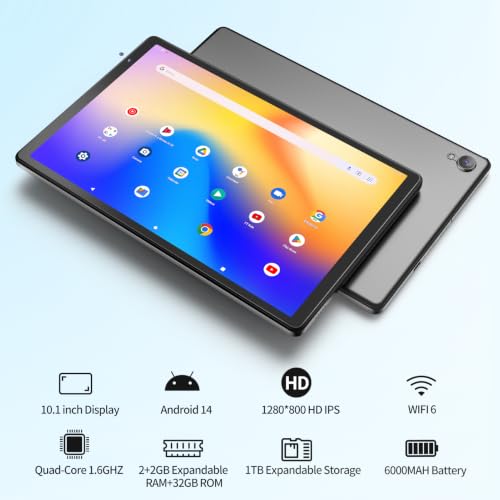 Image of Tablet Android 10 inch, 32GB+1TB Expandable,HD IPS Screen