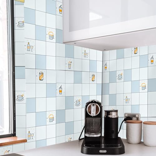 Image of SARVATRAY Self-Adhesive Wallpaper, Kitchen Oil Proof Heat Resistant Stickers, Vinyl Sheet for Wall 2 X 6.5 SQ FT (2 M Liquid Theme Blue WS)